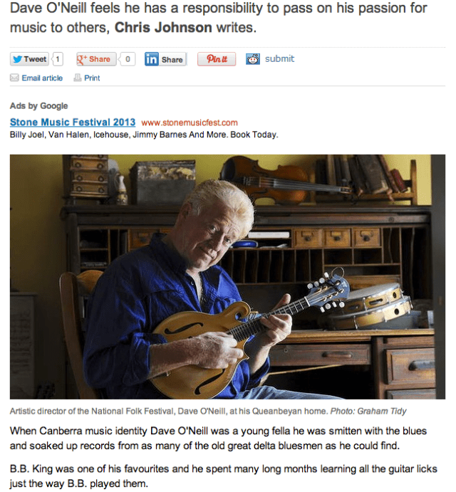 Launch of Dave O'Neill Music Teaching Workshops Lessons